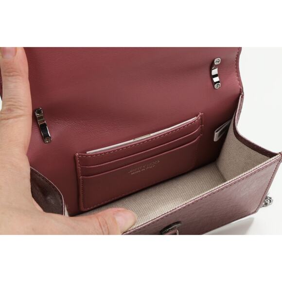 Jimmy Choo Finley Metallic Vintage Rose Leather Crossbody Shoulder Bag w/ Chain - Picture 14 of 16